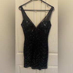 Guess Black Sequin Mini Dress